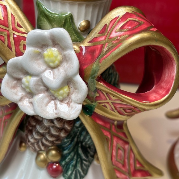 Fitz and Floyd Christmas Rose Candle Holders: Holiday...
